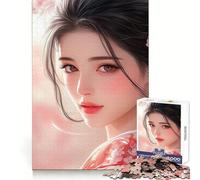 Puzzle da 1000 pezzi con ragazza anime e ciliegia, ideale per adolescenti Migliora la memoria, è un'attività rilassante, tagliata al laser e rappresenta un regalo premuroso (38x52cm)