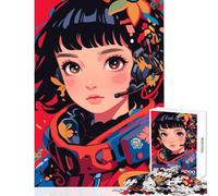 Puzzle da 1000 pezzi con ragazza anime e cuffie decorazione per la casa giocattoli ottimo regalo giochi educativi con poster abbinato e foglio di quiz dimensioni 38x52cm