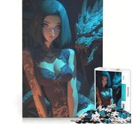 Puzzle da 1000 pezzi con ragazza anime e drago, giocattolo fai-da-te, rilassante e stimolante per la mente, compleanno e Natale 38x26cm