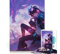 Puzzle da 1000 pezzi con ragazza anime e drago per adolescenti,divertente da giocare,con incastri precisi e senza spazi vuoti,ideale per il divertimento in famiglia (50x75cm)