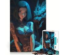 Puzzle da 1000 pezzi con ragazza anime e drago per adulti,gioco di abilità mentale,taglio laser per un incastro perfetto,attività gratificante per le giornate di pioggia (50x75cm)