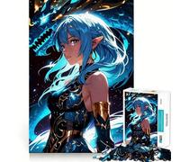 Puzzle da 1000 pezzi con ragazza anime e drago per adulti,gioco di memoria,incastro perfetto,senza spazi vuoti,attività rilassante per la pausa mentale (38x52cm)