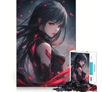 Puzzle da 1000 pezzi con ragazza anime e energia rossa,ritagli precisi,attività di gioco intelligente,momento di gioco rilassante,regalo di compleanno 38x52cm