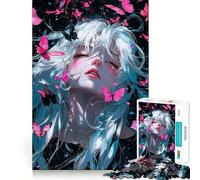 Puzzle da 1000 pezzi con ragazza anime e farfalle,gioco creativo per lo sviluppo delle capacità,incastro perfetto,nessun pezzo si stacca,attività per rafforzare il legame con i propri cari (38x26cm)