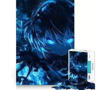 Puzzle da 1000 pezzi con ragazza anime e fiamme blu,ideale per adolescenti,gioco di memoria e logica,con incastro perfetto e pezzi che non si staccano,perfetto da portare in viaggio