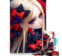 Puzzle da 1000 pezzi con ragazza anime e fiocchi rossi Gioco di precisione,divertente e stimolante per la mente,ideale per momenti di relax o come decorazione natalizia 38x26cm