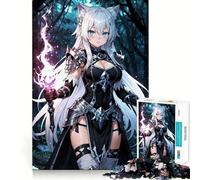Puzzle da 1000 pezzi con ragazza anime e gatto mago,gioco di memoria,incastro perfetto,nessun pezzo che si stacca,ideale da portare in viaggio,gioco per allenare la mente,regalo (38x26cm)