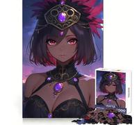 Puzzle da 1000 pezzi con ragazza anime e gemme viola per adulti, esercizio mentale, dolce coinvolgimento, incastro perfetto, regalo di Natale (38x52cm)