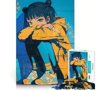 Puzzle da 1000 pezzi con ragazza anime e graffiti,gioco di concentrazione mentale,design a incastro preciso,sfida interattiva per il cervello per la casa (38x26cm)
