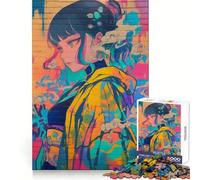 Puzzle da 1000 pezzi con ragazza anime e graffiti per adulti Puzzle che stimola la mente, offre un divertimento tranquillo, presenta bordi lisci ed è un regalo perfetto (50x75cm)
