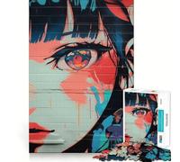 Puzzle da 1000 pezzi con ragazza anime e graffiti,struttura a incastro precisa,facile da imparare,divertimento per tutta la famiglia (38x52cm)