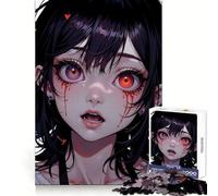Puzzle da 1000 pezzi con ragazza anime e lacrime di sangue, ideale per adolescenti, come esercizio mentale o hobby rilassante, perfetto come regalo di Natale (38x52cm)