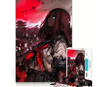 Puzzle da 1000 pezzi con ragazza anime e luna di sangue per adolescenti,ideale per un divertente gioco di memoria,con incastri precisi e rilassanti,perfetto per attività di gruppo al chiuso (50x75cm)