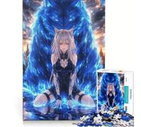 Puzzle da 1000 pezzi con ragazza anime e lupo blu, gioco rompicapo, sfida impegnativa, ideale come regalo per tutta la famiglia 50x75cm