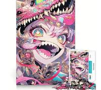 Puzzle da 1000 pezzi con ragazza anime e maschera da drago,gioco stimolante per la mente,incastro perfetto,nessun pezzo si stacca,sfida interattiva per il cervello per la casa (38x26cm)