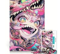 Puzzle da 1000 pezzi con ragazza anime e maschera da drago,ideale per adolescenti,gioco stimolante per la mente,montaggio sicuro e preciso,attività divertente per tutta la famiglia (38x52cm)