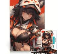Puzzle da 1000 pezzi con ragazza anime e maschera da volpe,ideale per adolescenti,gioco di concentrazione mentale,tagli di precisione con bordi lisci,perfetto come regalo di Natale (50x75cm)