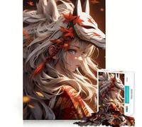 Puzzle da 1000 pezzi con ragazza anime e maschera da volpe,per adulti,divertente gioco di memoria,incastro sicuro,montaggio sicuro,attività per tutta la famiglia (38x26cm)