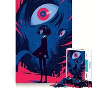 Puzzle da 1000 pezzi con ragazza anime e mostro dagli occhi giganti,ideale per adolescenti Stimola la mente,divertimento senza spazi vuoti,incastro perfetto,svago coinvolgente per interni accoglienti