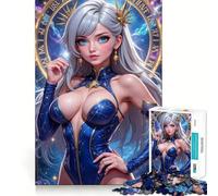 Puzzle da 1000 pezzi con ragazza anime e orologio celeste per adolescenti,divertente attività di stimolazione mentale,taglio di alta precisione,attività rilassante e pausa creativa (38x26cm)