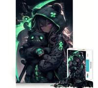 Puzzle da 1000 pezzi con ragazza anime e orsacchiotto di peluche,gioco di concentrazione,tecnica di taglio professionale,hobby affascinante per i momenti di svago (38x26cm)