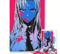 Puzzle da 1000 pezzi con ragazza anime e schizzi di sangue, decorazione da parete, stimolante da completare, ideale per rafforzare il legame di coppia 38x26cm