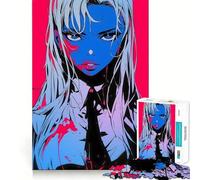 Puzzle da 1000 pezzi con ragazza anime e schizzi di sangue,gioco di abilità mentale,incastro stabile,parti che non si spostano,passatempo divertente per i lunghi weekend (50x75cm)