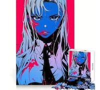 Puzzle da 1000 pezzi con ragazza anime e schizzi di sangue, ideale per adolescenti Sviluppa le capacità cognitive, è un divertimento senza stress e richiede tagli precisi Regalo speciale (38x52cm)