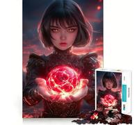 Puzzle da 1000 pezzi con ragazza anime e sfera di fuoco,ideale per stimolare la concentrazione,grazie al taglio laser che garantisce un incastro perfetto e un'attività divertente da fare insieme