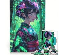 Puzzle da 1000 pezzi con ragazza anime e spirito della foresta, decorazione da parete, stimolante da completare, ideale per rafforzare l'amore tra le coppie 50x75cm