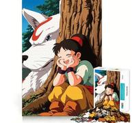 Puzzle da 1000 pezzi con ragazza anime e spirito lupo vicino a un albero,gioco cognitivo divertente,taglio di alta precisione, alleviare lo stress (38x26cm)