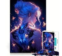 Puzzle da 1000 pezzi con ragazza anime e tatuaggio a farfalla per adolescenti,stimolante per la mente,divertimento senza spazi vuoti,incastro perfetto,piacevole svago per rilassarsi in casa (38x26cm)