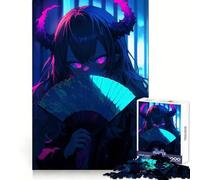 Puzzle da 1000 pezzi con ragazza anime e ventaglio, ideale per adolescenti, per un allenamento mentale rilassante, un hobby perfetto e un regalo di Natale (50x75cm)