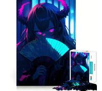 Puzzle da 1000 pezzi con ragazza anime e ventaglio per adolescenti,ideale per stimolare la mente,creare attività creative di taglio di alta precisione e rilassanti (38x52cm)