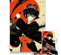 Puzzle da 1000 pezzi con ragazza anime e ventaglio per adolescenti, per stimolare la creatività, favorire la serenità e creare un'atmosfera natalizia rilassante (38x26cm)