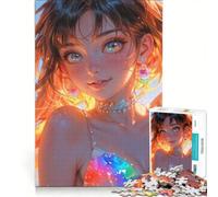 Puzzle da 1000 pezzi con ragazza anime e vestito arcobaleno, gioco educativo, rilassante e stimolante per la mente, ideale come decorazione da scrivania 50x75cm