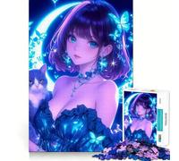 Puzzle da 1000 pezzi con ragazza anime,gatto e farfalle,ideale per adolescenti Gioco di memoria e logica,con incastro,senza pezzi che si staccano per i viaggi Gioco per allenare,ideale