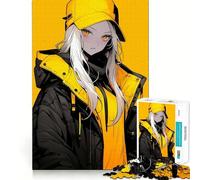 Puzzle da 1000 pezzi con ragazza anime gialla,gioco di logica e pensiero creativo,taglio preciso,precisione e abilità manuale,ideale per momenti di relax e allenamento mentale a casa (38x26cm)