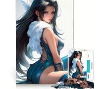 Puzzle da 1000 pezzi con ragazza anime in abito blu,gioco interattivo Think Boost,incastro perfetto,nessun pezzo si stacca,sfida cerebrale per la casa (50x75cm)