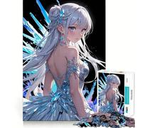Puzzle da 1000 pezzi con ragazza anime in abito di cristallo,gioco di concentrazione mentale,tagli di precisione,bordi lisci,attività rilassante per serate tranquille (38x52cm)