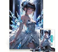 Puzzle da 1000 pezzi con ragazza anime in abito di cristallo,gioco di memoria per adolescenti,incastro perfetto,nessun pezzo si stacca,gioco per allenare,ideale da portare in viaggio,regalo perfetto