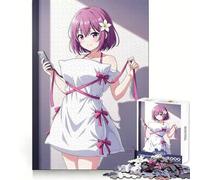 Puzzle da 1000 pezzi con ragazza anime in abito di cuscino che tiene in mano un telefono ideale per adolescenti Un gioco stimolante e divertente con taglio uniforme e design chic perfetto come regalo