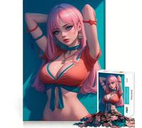 Puzzle da 1000 pezzi con ragazza anime in abito estivo per adolescenti,gioco stimolante per la mente,montaggio sicuro e stabile,attività divertente per tutta la famiglia (38x52cm)