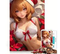 Puzzle da 1000 pezzi con ragazza anime in abito natalizio per adolescenti,ideale per stimolare la mente,creare attività creative di taglio di alta precisione e rilassanti (38x52cm)