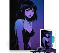 Puzzle da 1000 pezzi con ragazza anime in abito nero,gioco creativo per sviluppare le capacità cognitive Componenti robusti e ben definiti,ideale da portare in viaggio Gioco per allenare,regalo