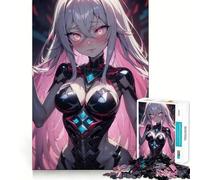 Puzzle da 1000 pezzi con ragazza anime in abito nero,ideale per adolescenti,gioco di memoria e logica,con incastro perfetto e pezzi che non si staccano,perfetto da portare in viaggio,ideale
