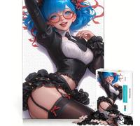 Puzzle da 1000 pezzi con ragazza anime in abito nero per ragazzi,ideale per stimolare la mente,creare attività creative di alta precisione e rilassanti (50x75cm)