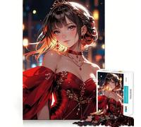 Puzzle da 1000 pezzi con ragazza anime in abito rosso,ideale per adolescenti,gioco di concentrazione mentale,tagli di precisione con bordi lisci,perfetto come regalo di Natale (38x26cm)