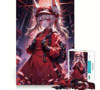 Puzzle da 1000 pezzi con ragazza anime in abito rosso,ideale per stimolare la concentrazione e creare un puzzle divertente,tagliato al laser per un incastro perfetto Attività per rafforzare il legame