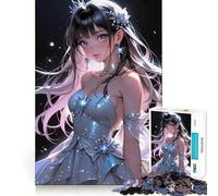 Puzzle da 1000 pezzi con ragazza anime in abito stellato,ideale per adolescenti,gioco di memoria e logica,con incastro perfetto e pezzi che non si staccano,perfetto da portare in viaggio